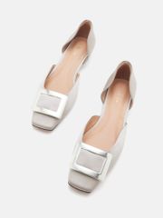 Giày Cao Gót Nữ Pazzion Beatrice Silver Square Buckle Heels