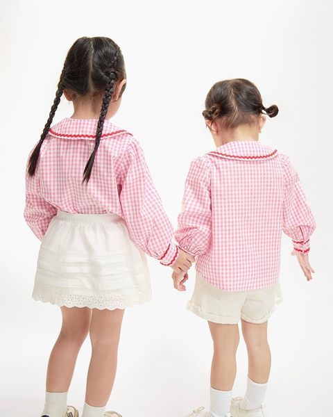 Áo Sơ Mi Bé Gái TheBlueTshirt BlueKid Jessie Shirt - Pink Gingham