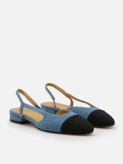Giày Cao Gót Nữ Pazzion Blythe Denim Contrast Toe Cap Flats