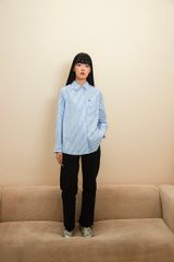 Áo Sơ Mi Nữ TheBlueTshirt New Pocket Oversize Shirt - People Stripe