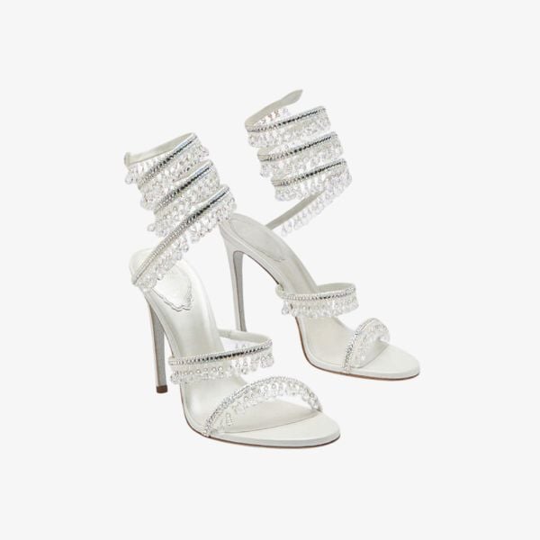Giày Cao Gót Nữ Rene Caovilla Chandelier Ivory Sandal 105