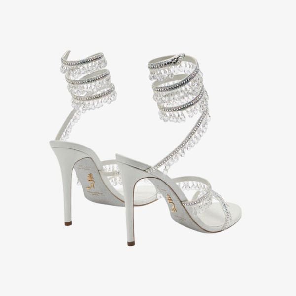 Giày Cao Gót Nữ Rene Caovilla Chandelier Ivory Sandal 105
