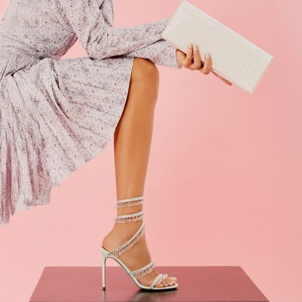 Giày Cao Gót Nữ Rene Caovilla Chandelier Ivory Sandal 105