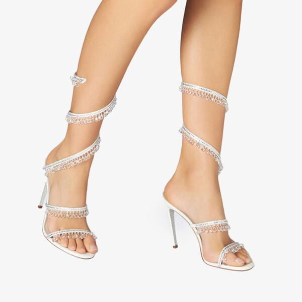 Giày Cao Gót Nữ Rene Caovilla Chandelier Ivory Sandal 105