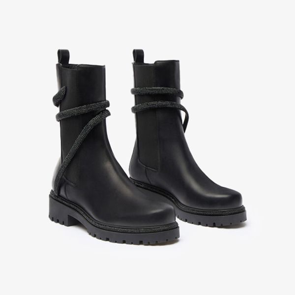 Giày Boots Nữ Rene Caovilla Cleo Crystal Black Bootie 25