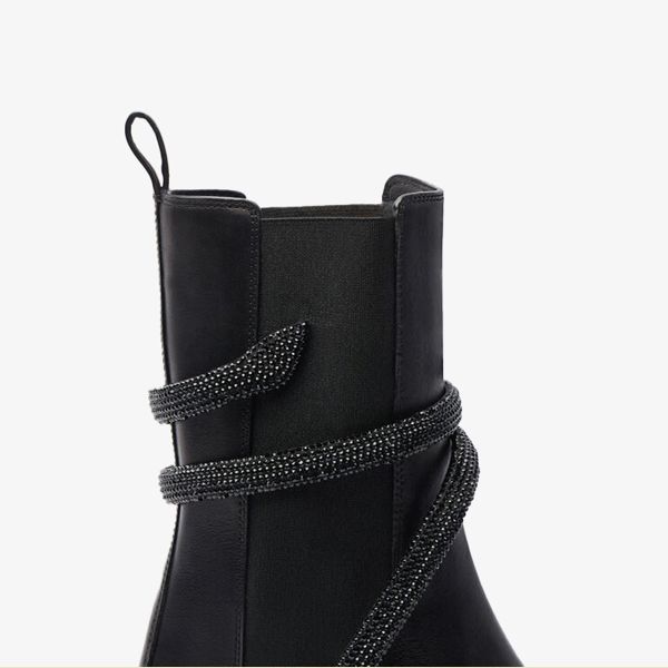 Giày Boots Nữ Rene Caovilla Cleo Crystal Black Bootie 25