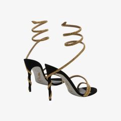 Giày Cao Gót Nữ Rene Caovilla Margot Snake Black Jewel Sandals 105