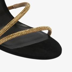 Giày Cao Gót Nữ Rene Caovilla Margot Snake Black Jewel Sandals 105