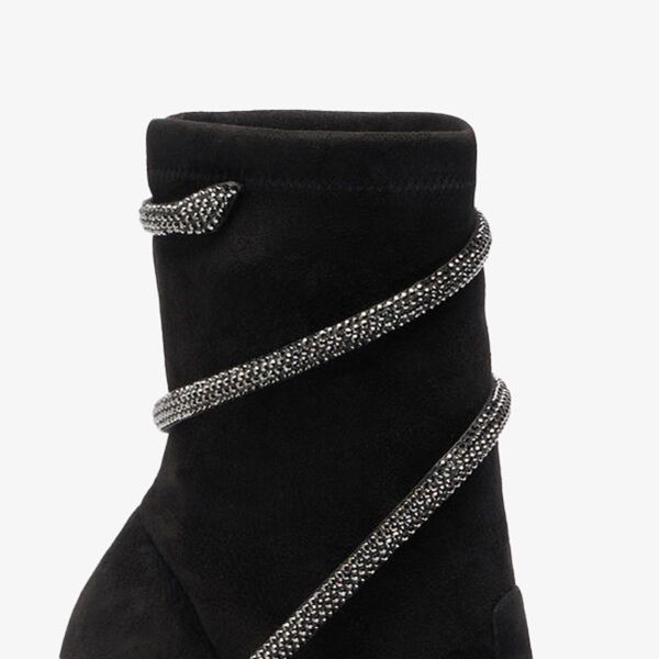Giày Boots Nữ Rene Caovilla Cleo Crystals Black Bootie 100 mm