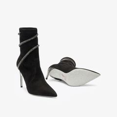 Giày Boots Nữ Rene Caovilla Cleo Crystals Black Bootie 100 mm