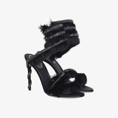 Giày Cao Gót Nữ Rene Caovilla Cleo Sandals With Crystals And Lapin