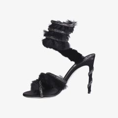 Giày Cao Gót Nữ Rene Caovilla Cleo Sandals With Crystals And Lapin