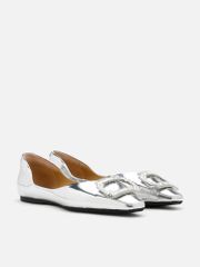 Giày Búp Bê Nữ Pazzion Yael Embellished Buckle Curved Point Toe Flats