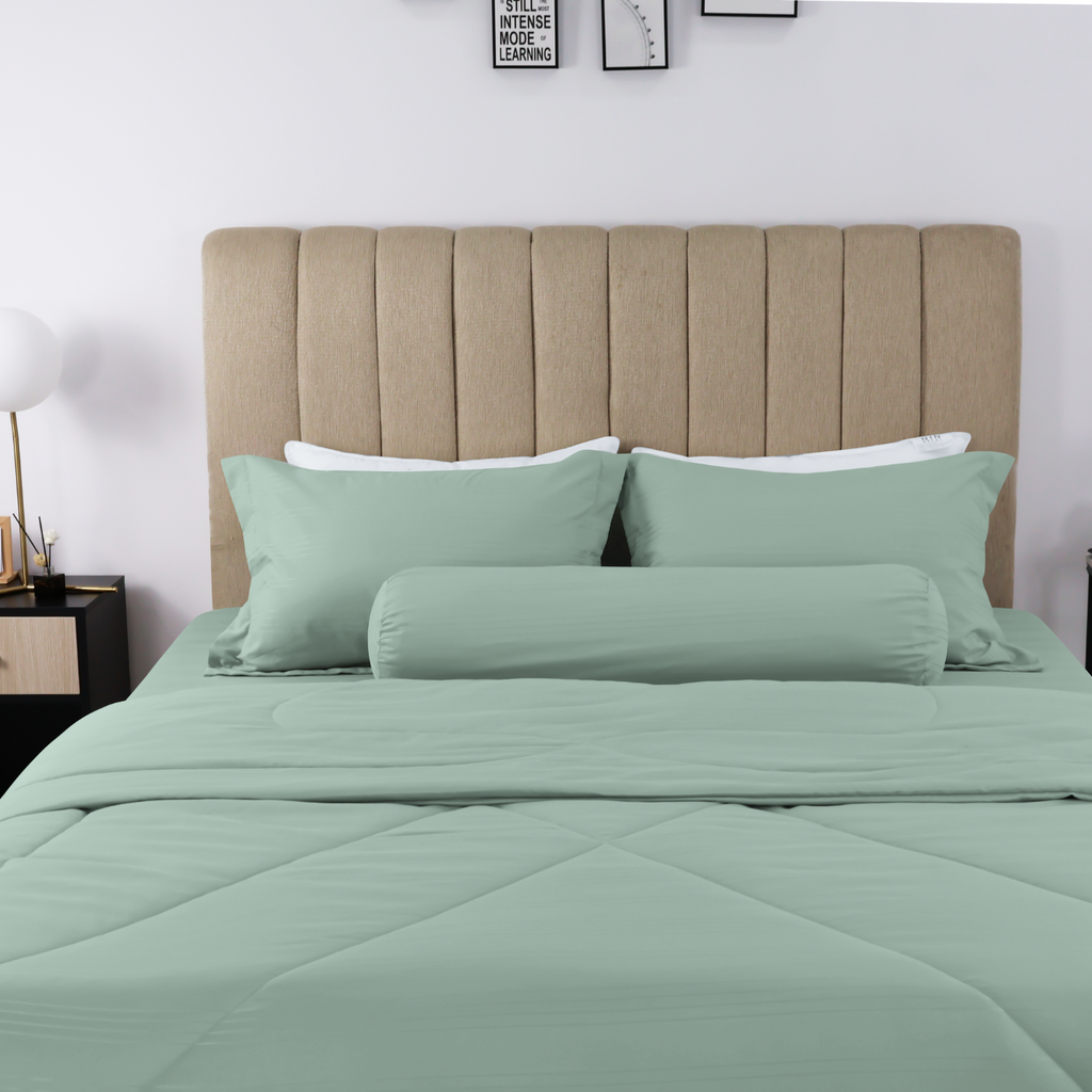 C190703 - Bộ chăn ga gối cotton nhung NIN CLASSIC C190703 xanh pastel – GOSUMO.VN