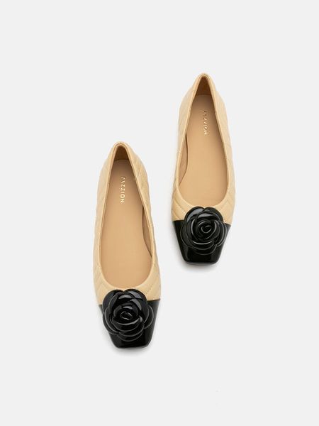Giày Búp Bê Nữ Pazzion Floret Patent Toe Cap Quilted Flats
