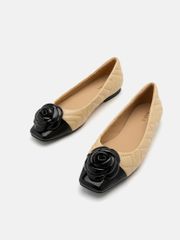 Giày Búp Bê Nữ Pazzion Floret Patent Toe Cap Quilted Flats