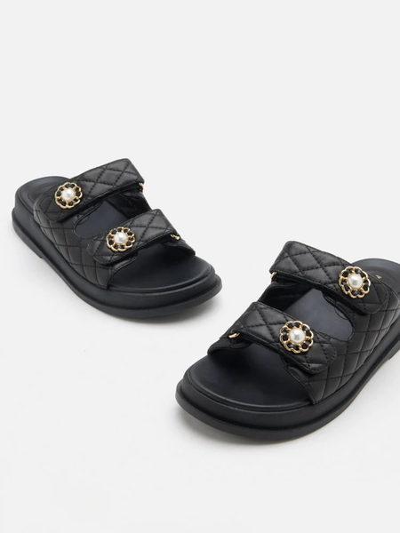Dép Pazzion Leia Embellished Quilted Slides
