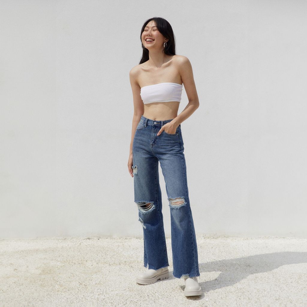 Quần Dài Nữ TheBlueTshirt Cheeky Chic Wide Leg Jeans - Dark Blue Wash