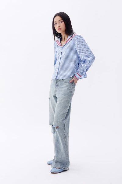 Quần Nữ TheBlueTshirt Friends Slit Jeans - Light Blue