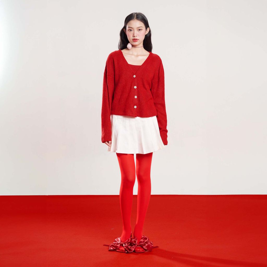 Chân Váy Nữ DOTTIE Ngắn Xếp Li - Trắng - S0204