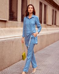 Áo Kiểu Linen F2 Xanh Biển Autumn Charm