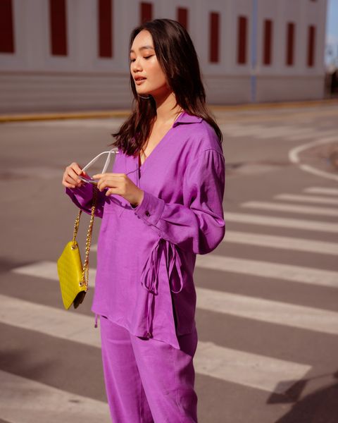 Áo Kiểu Linen F2 Tím  Autumn Charm