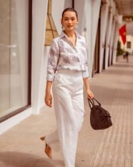 Áo Sơ Mi Linen F2 Trắng Họa Tiết Autumn Charm