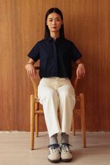 Áo Sơ Mi Nữ TheBlueTshirt Poplin Boxy Shirt - Navy