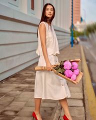 Áo Kiểu Linen Trắng Summer Muse