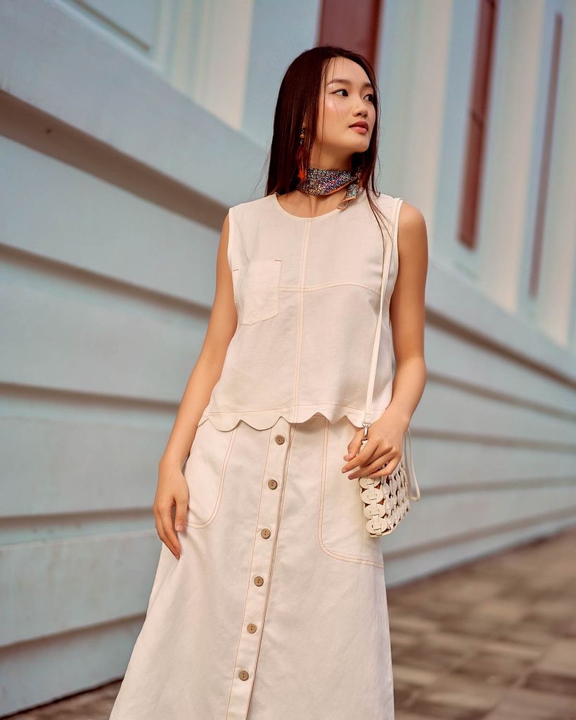 Chân Váy Linen Trắng Summer Muse