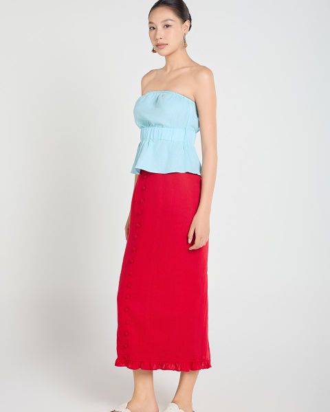 Chân Váy Nữ F2 Linen Đỏ A Touch Of Effortless Elegance