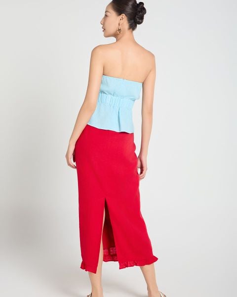 Chân Váy Nữ F2 Linen Đỏ A Touch Of Effortless Elegance