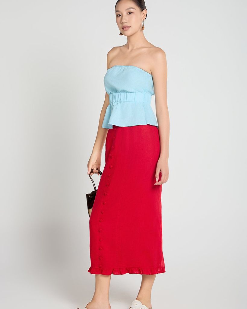Chân Váy Nữ F2 Linen Đỏ A Touch Of Effortless Elegance