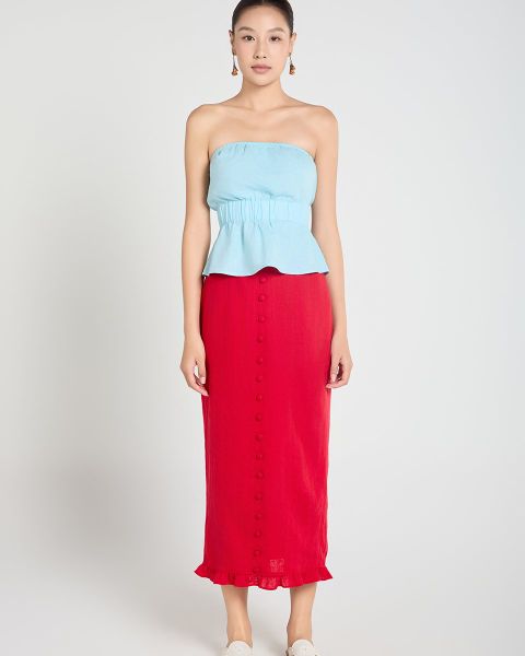 Chân Váy Nữ F2 Linen Đỏ A Touch Of Effortless Elegance