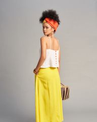 Chân Váy Nữ F2 Linen Cam Vàng Sắc Màu Tự Do