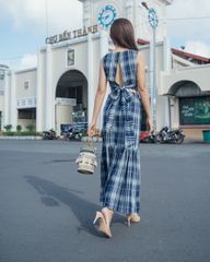 Áo Kiểu Kate Xanh Caro City Girl