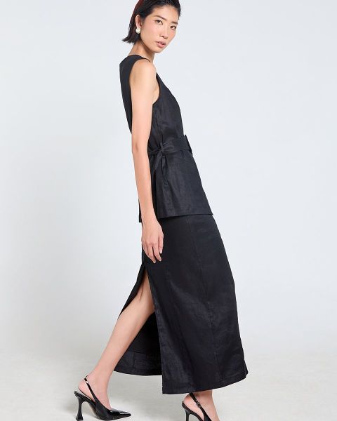 Chân Váy Nữ F2 Linen Đen Tender Drit