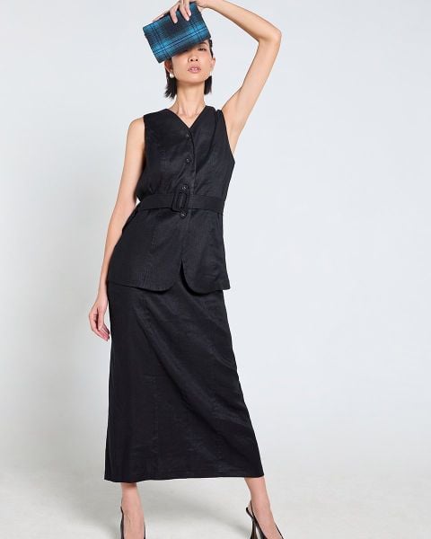 Chân Váy Nữ F2 Linen Đen Tender Drit