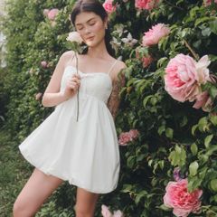 Đầm Nữ DOTTIE Ngắn Tùng Bí Cúp Ngực - Trắng - D0657