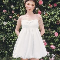 Đầm Nữ DOTTIE Ngắn Tùng Bí Cúp Ngực - Trắng - D0657