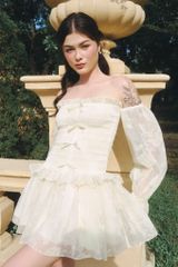 Đầm Nữ DOTTIE Ngắn Tay Phồng Smocking - Vàng - D0681