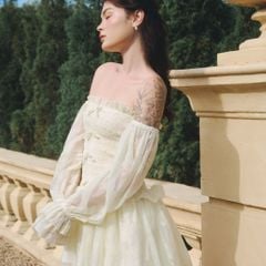 Đầm Nữ DOTTIE Ngắn Tay Phồng Smocking - Vàng - D0681