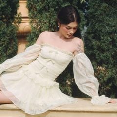 Đầm Nữ DOTTIE Ngắn Tay Phồng Smocking - Vàng - D0681