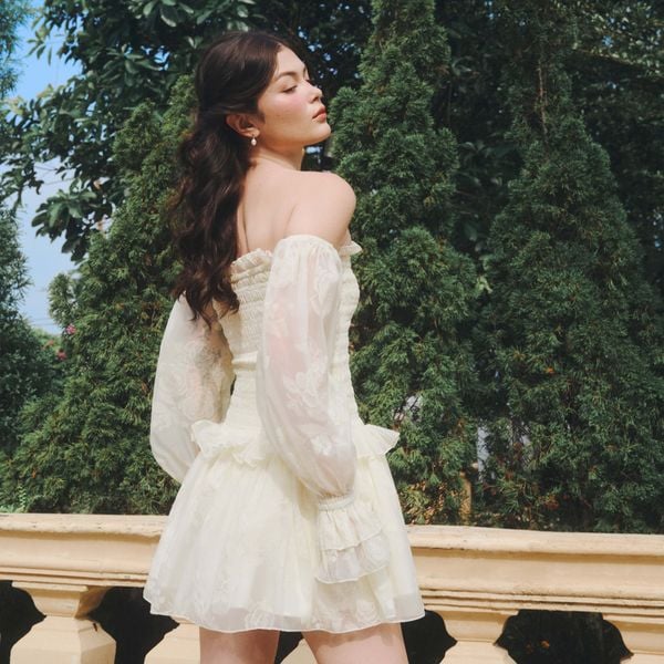 Đầm Nữ DOTTIE Ngắn Tay Phồng Smocking - Vàng - D0681