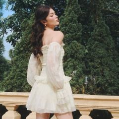 Đầm Nữ DOTTIE Ngắn Tay Phồng Smocking - Vàng - D0681