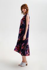 Đầm Lụa F2 Tím Họa Tiết