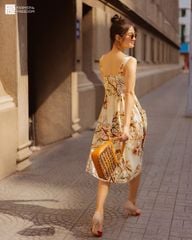 Đầm Nữ F2 Linen Kem Hoa Fall Muse
