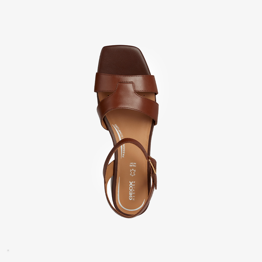 Geox D Genziana Suede Heeled Sandals - Blue - UK 5/EU 38/US 8
