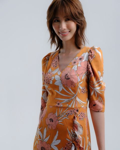 Đầm Lụa F2 Cam Hoa Hương Mùa Hè