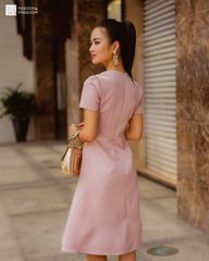 Đầm Nữ F2 Gấm Hồng Nhạt Fall Muse